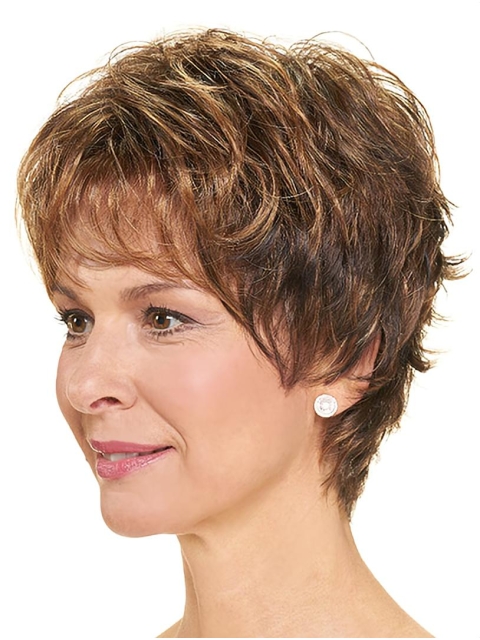 8" Wavy Short Layered Capless Synthetic  Women Wigs