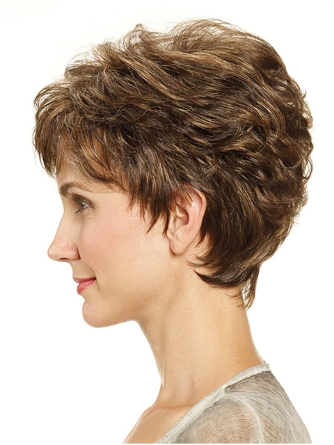 8" Wavy Short Layered Capless Synthetic Wigs For Lady