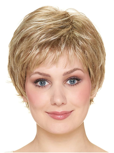 Wavy Short With Bangs Capless 8" Blonde Synthetic Women Wigs