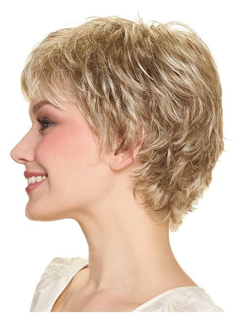 Wavy Short With Bangs Capless 8" Blonde Synthetic Women Wigs