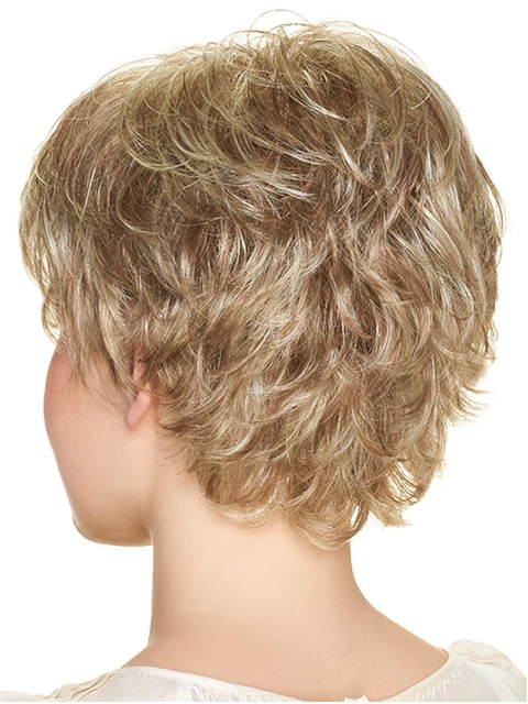 Wavy Short With Bangs Capless 8" Blonde Synthetic Women Wigs