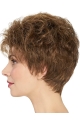 Cheap Wavy Short Brown Layered Capless  Synthetic Women Wigs 