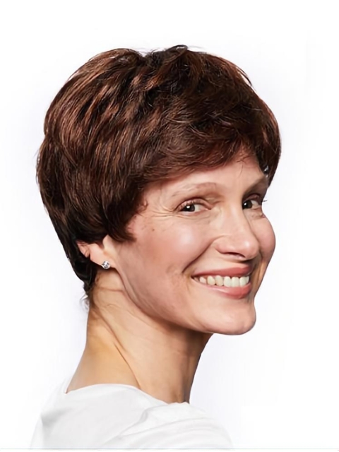  Auburn Wavy Short Monofilament Synthetic Women Wigs