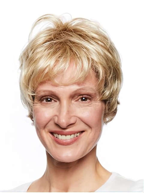 Short  Wavy Blonde Capless Synthetic Women Wigs