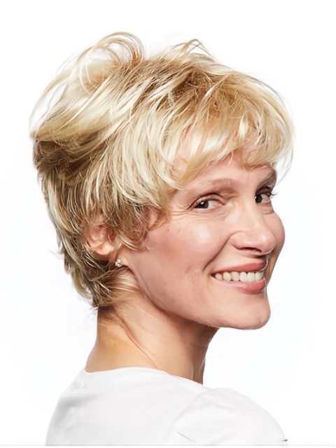 Short  Wavy Blonde Capless Synthetic Women Wigs