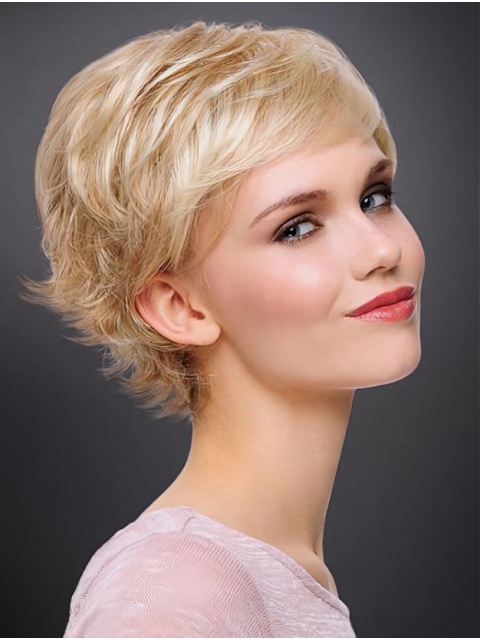 6" Wavy Short Boycuts Monofilament Synthetic Women Wigs