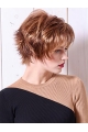 Copper Wavy 8" Short  Layered Monofilament Synthetic Women Wigs