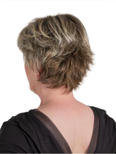 Grey Wavy Short 8"  Monofilament Synthetic Classic Women Wig