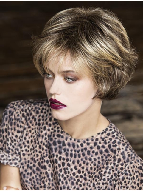 Wavy Short Blonde 8" Boycuts Capless Synthetic Women Wigs