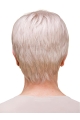 Short 8" 100% Hand-tied Grey Synthetic Layered Elderly Women Wig 