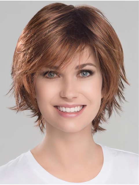 Auburn Beautiful Wavy Short Monofilament  Synthetic Women Bob Wigs