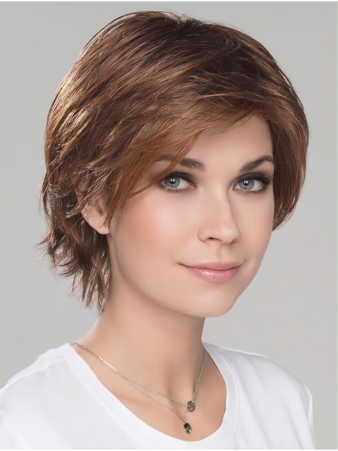 Auburn Beautiful Wavy Short Monofilament  Synthetic Women Bob Wigs