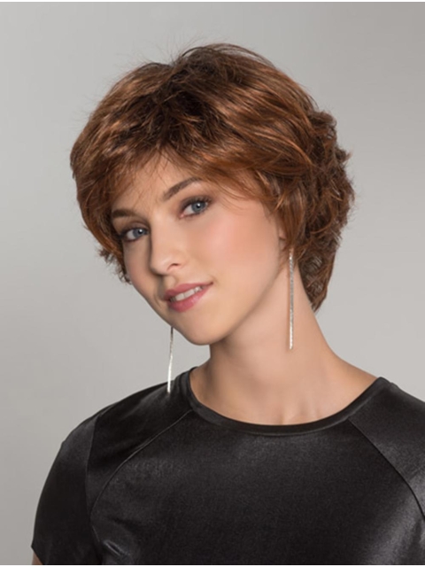 Wavy Auburn 8" Layered Capless Short Synthetic Women Wigs