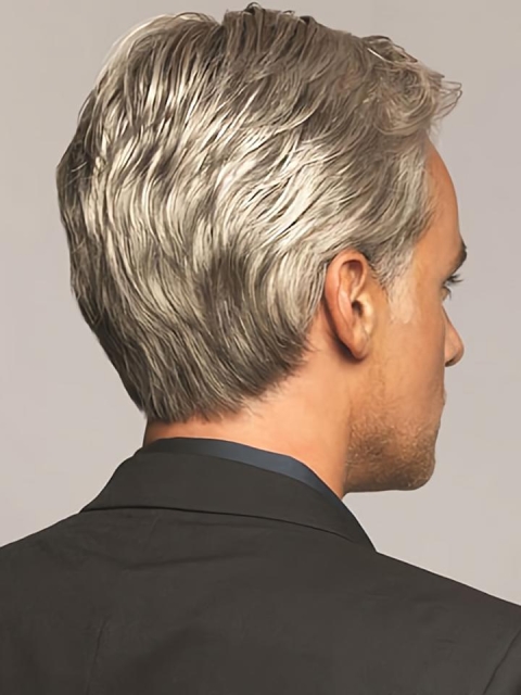 New Arrival 6" Wavy  Short Synthetic Grey Men Wigs