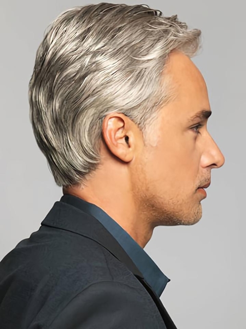 New Arrival 6" Wavy  Short Synthetic Grey Men Wigs