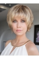 8" Short Wavy Brown Hand-Tied Sleek Synthetic Women Wigs