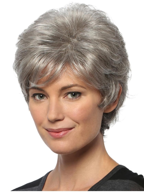 Wavy 8" Capless Short Synthetic Grey Women Wigs