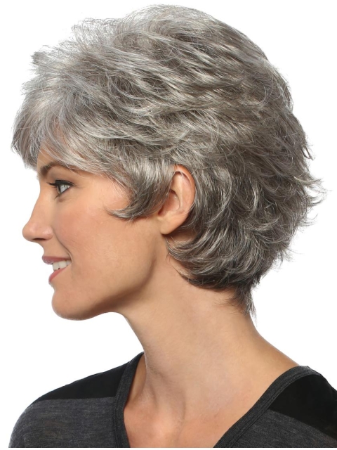 Wavy 8" Capless Short Synthetic Grey Women Wigs