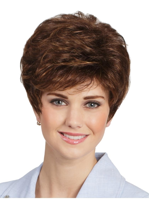  Classic Wavy 8" Short Brown Capless Synthetic Women Wigs