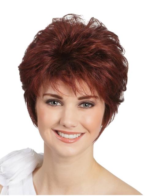 Monofilament Wavy Red 8" Classic Wigs For People With Cancer