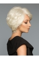 Wavy White Layered Short Monofilament Human Hair Women Wigs