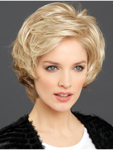 6" Wavy Short Convenient Synthetic 100% Hand-tied Women Wigs