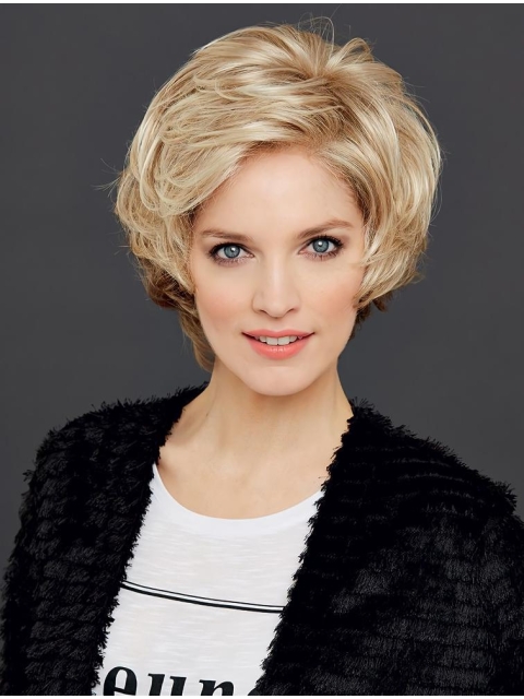 6" Wavy Short Convenient Synthetic 100% Hand-tied Women Wigs