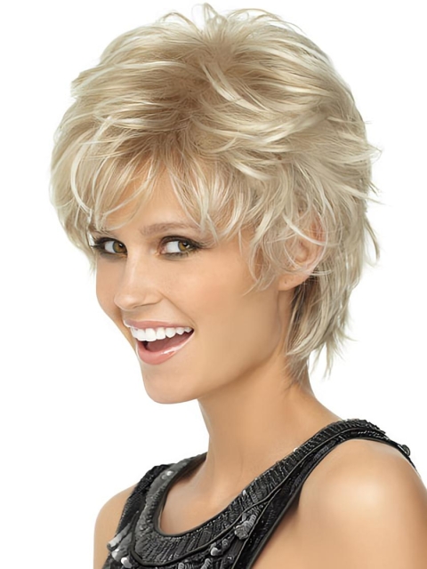 Blonde Wavy Short Capless Synthetic Women Wigs