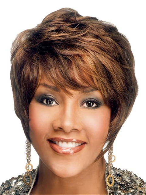 Beautiful Auburn Wavy Short Capless Human Hair African American Women Wigs