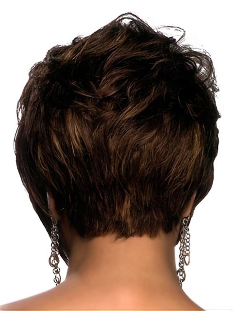 Beautiful Auburn Wavy Short Capless Human Hair African American Women Wigs