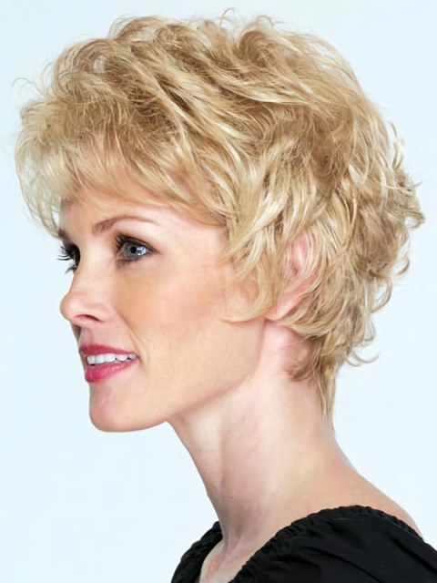 Fashionable Blonde Wavy Short Capless Classic Human Hair Women Wigs