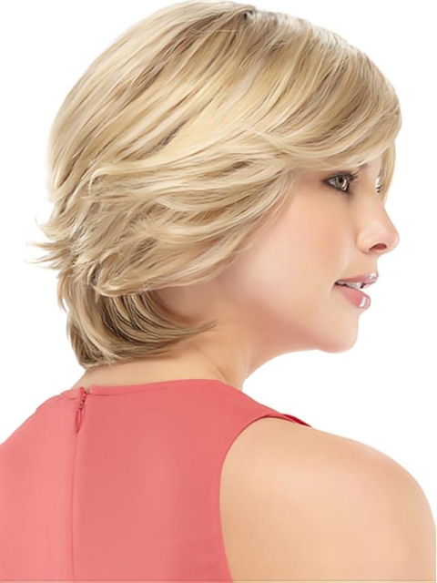 Stylish Blonde Wavy Short Lace Front Remy Human Hair Women Wigs