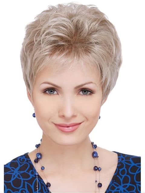 Graceful Blonde Wavy Short Monofilament Synthetic Women Celebrity Wigs