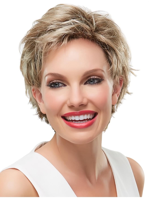 Blonde Wavy Stylish Short Monofilament Synthetic Women Wigs