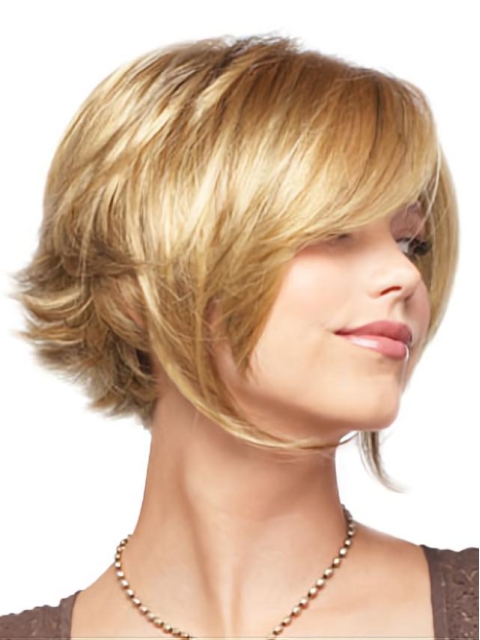 Brown Wavy Short Capless Designed Synthetic Women Bobs  Wigs