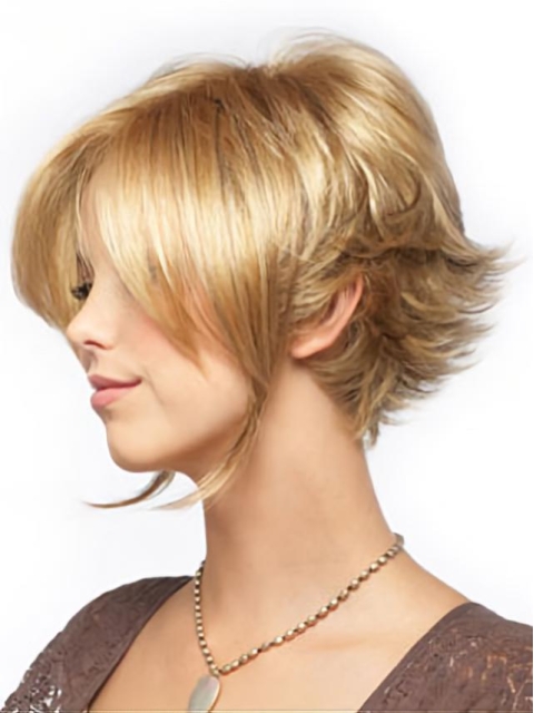 Brown Wavy Short Capless Designed Synthetic Women Bobs  Wigs