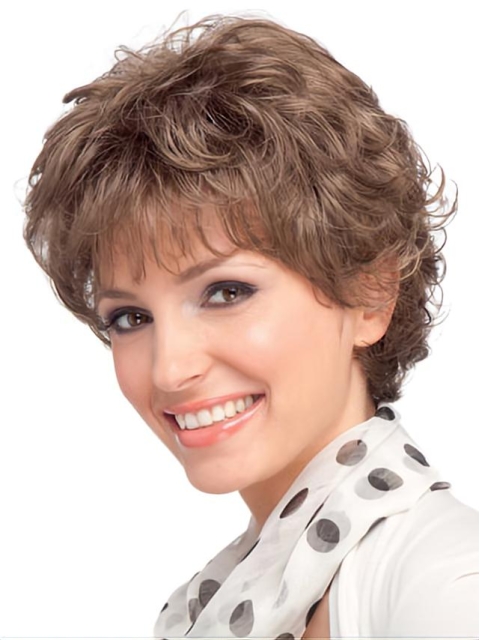  Auburn Wavy Short Capless Synthetic Women Wigs