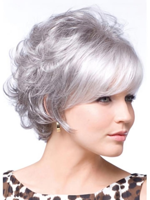 Designed Blonde Wavy Short Capless Synthetic Women Wigs