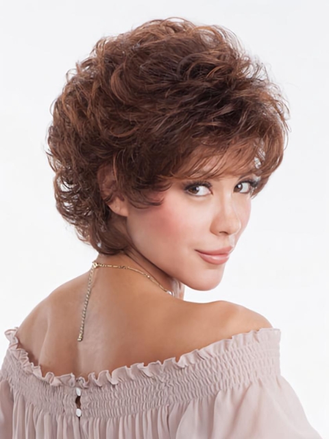 Fashionable Auburn Wavy Short Capless Classic Synthetic Women Wigs