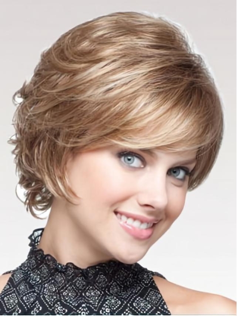 Flexibility Blonde Wavy Short Capless Synthetic Women Wigs