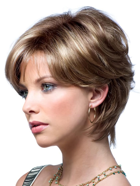 Blonde Wavy Short Monofilament Synthetic Women Wigs