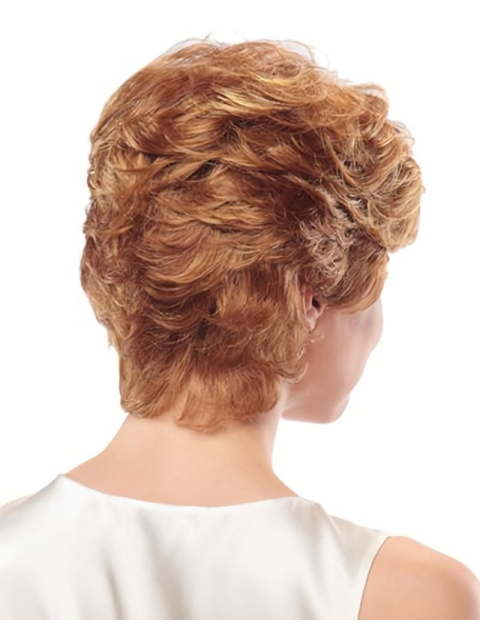 Sleek Auburn Layered Wavy Short Capless Synthetic Women Wigs