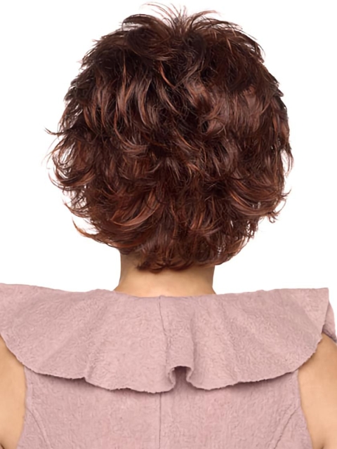 Impressive Auburn Boycuts Wavy Short  Lace Front Synthetic Women Wigs