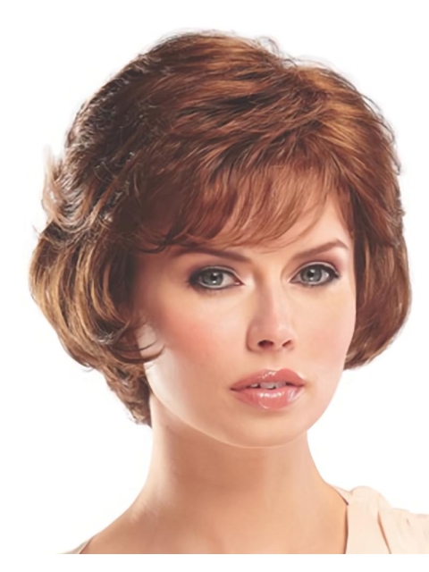 Popular Auburn Wavy Short Capless Classic Synthetic Women Wigs