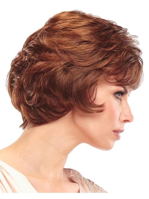 Popular Auburn Wavy Short Capless Classic Synthetic Women Wigs