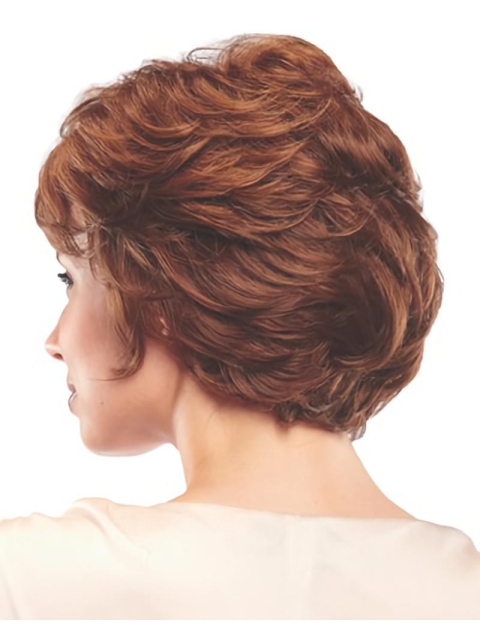 Popular Auburn Wavy Short Capless Classic Synthetic Women Wigs