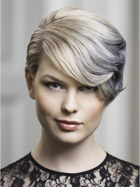 Young Fashion Silver Vintage waves Short Lace Front Synthetic Women Wigs