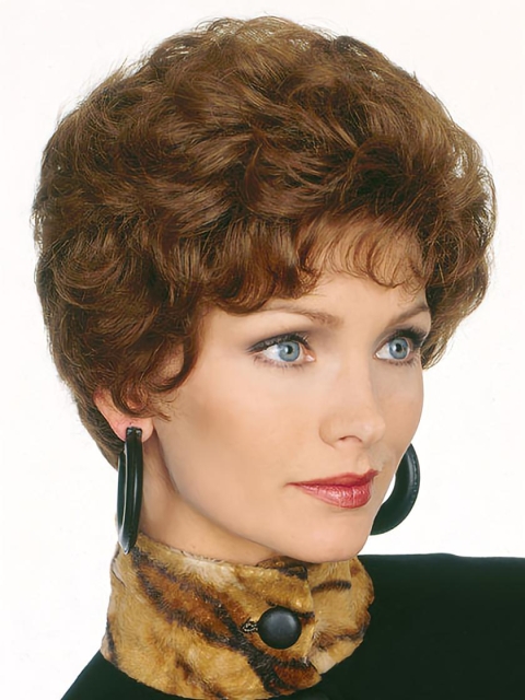 Impressive Brown Wavy Short Capless  Classic Synthetic Women Wigs