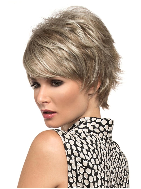 Fabulous Short Wavy Blonde Capless Nice Boycuts Synthetic Women Wigs