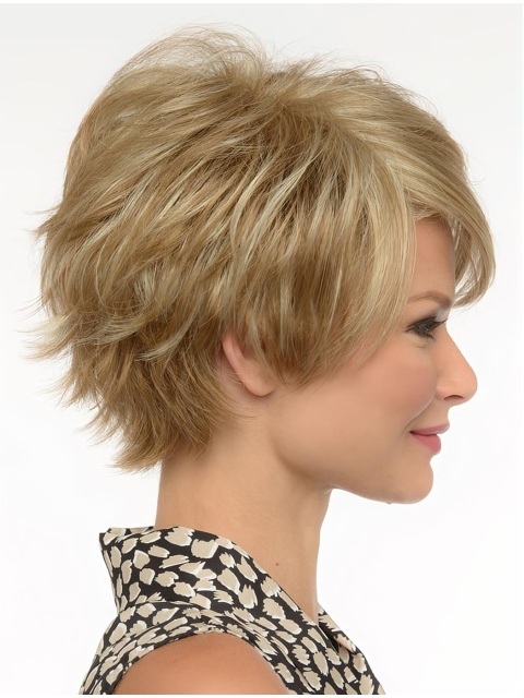 Fabulous Short Wavy Blonde Capless Nice Boycuts Synthetic Women Wigs